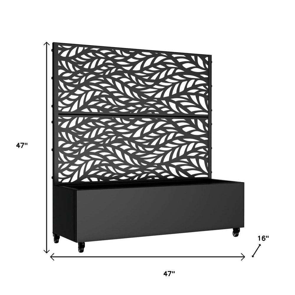 47" X 47" Black Metal Rectangular Planter Box