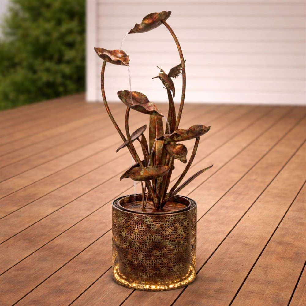 42" Brown Metal LED lights Birds Garden Hanging Wall or Door Decor