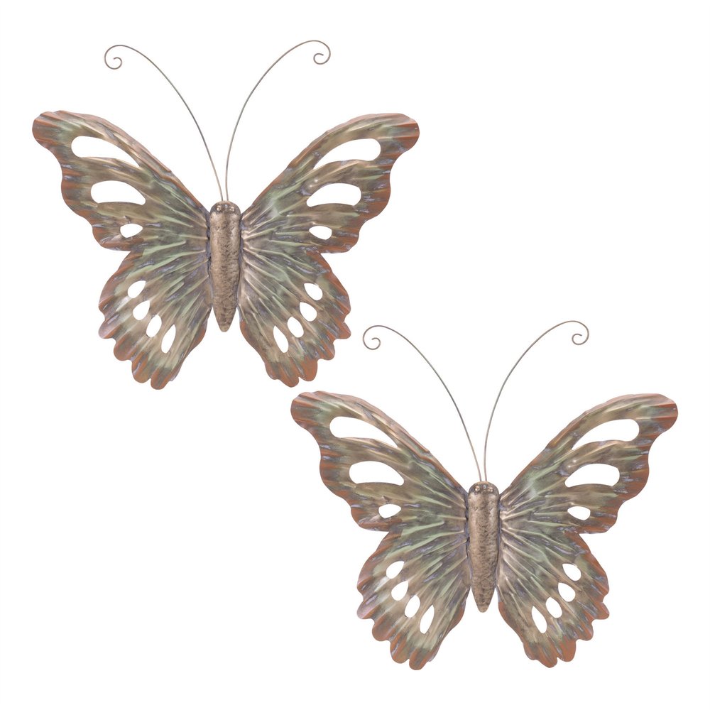 Set of Two Gold And Silver Metal Insect Garden Hanging Wall or Door Decor