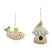 Set of Two Beige And Green Heavy Duty Plastic Birds Garden Hanging Wall or Door Decor
