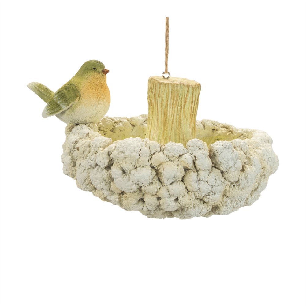 Set of Two Beige And Green Heavy Duty Plastic Birds Garden Hanging Wall or Door Decor