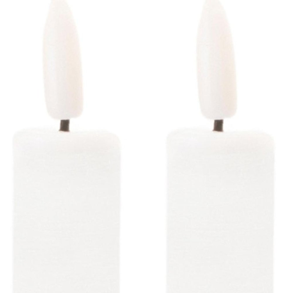 Set of Two White Unscented Flameless Candle Taper Candles Cylinder Taper