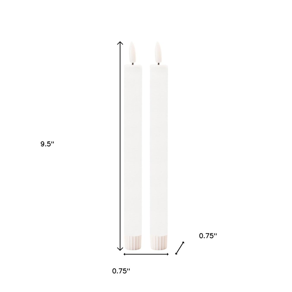 Set of Two White Unscented Flameless Candle Taper Candles Cylinder Taper