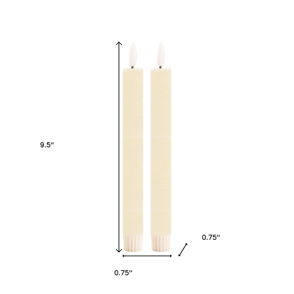Set of Two Ivory Unscented Candle Flameless Taper Candles