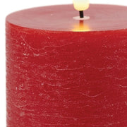 Set of Two Red Unscented Candle Flameless Pillar Candles