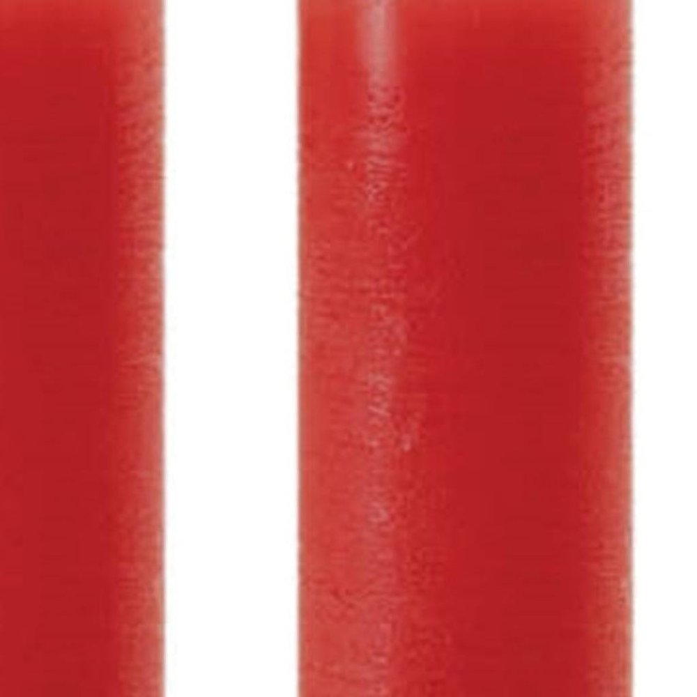 Set of Two Red Unscented Flameless Candle Taper Candles Cylinder Taper