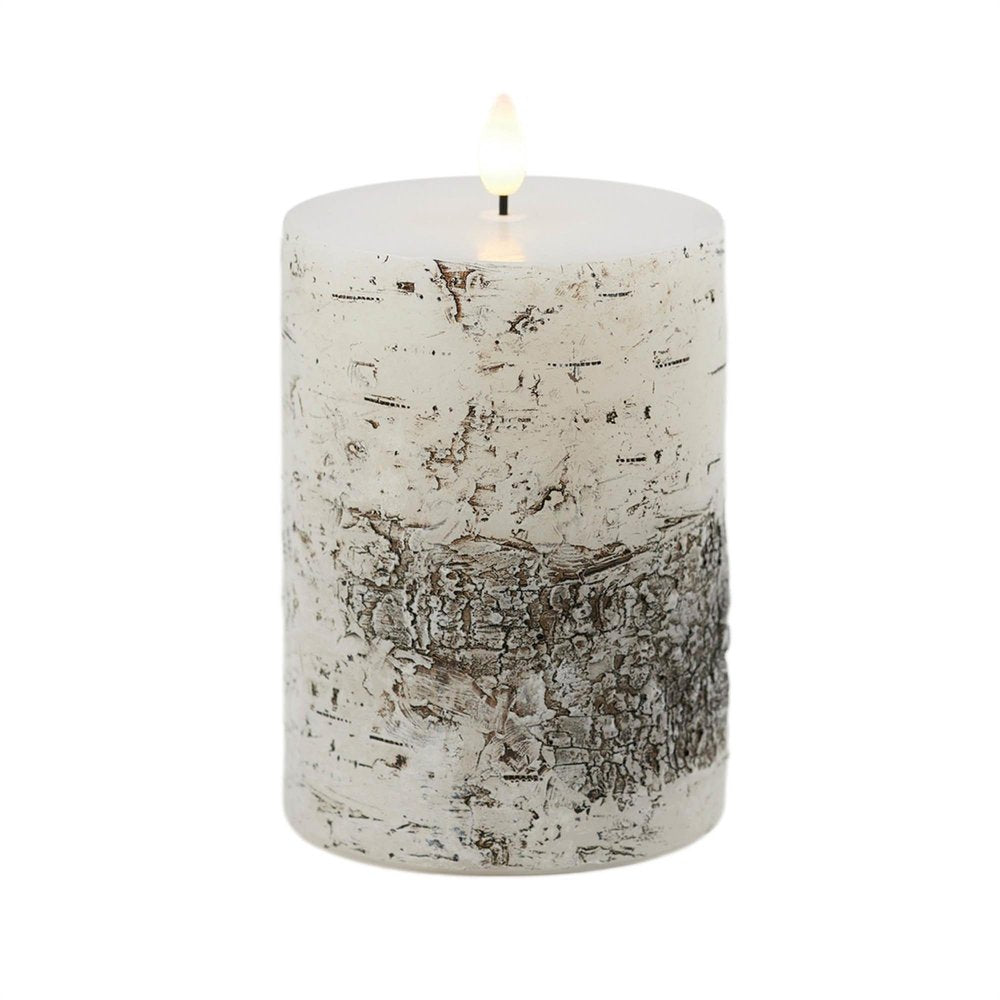 Set of Two Brown And Beige Unscented Flameless Candle Pillar Candles Cylinder Pillar
