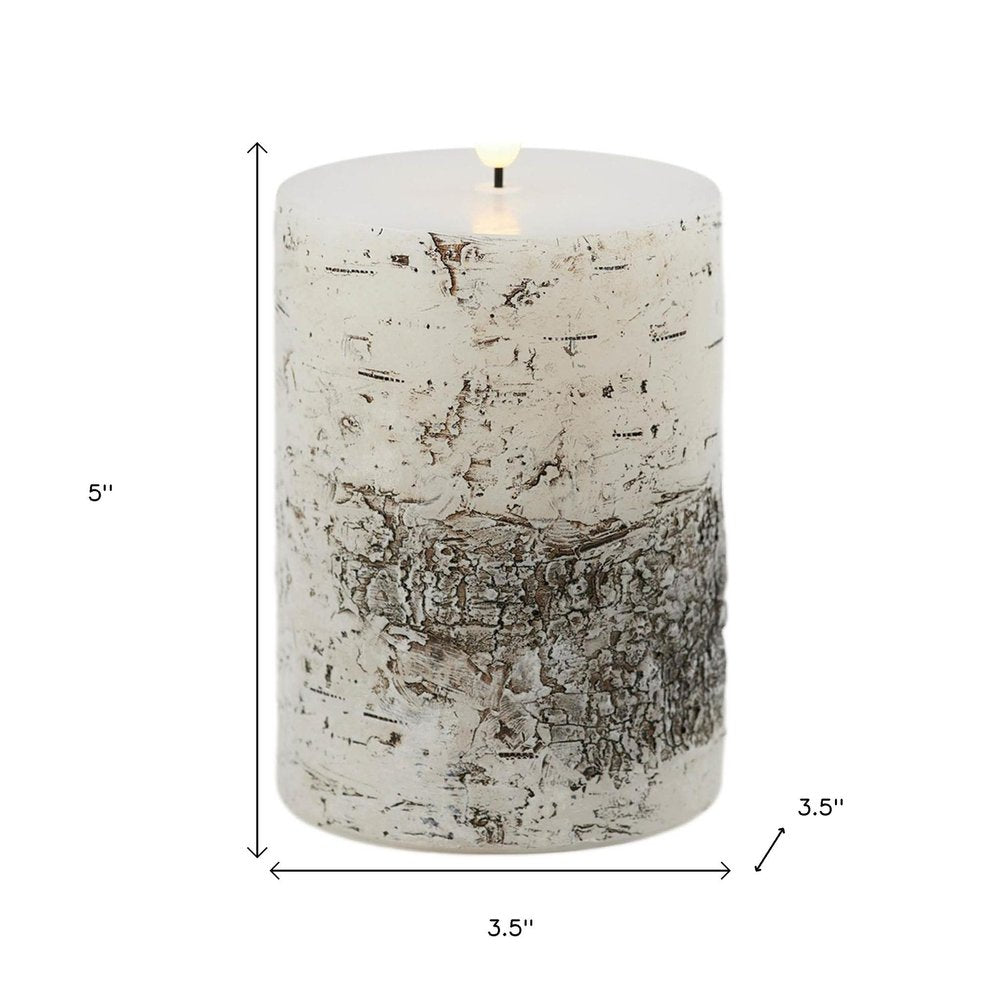 Set of Two Brown And Beige Unscented Flameless Candle Pillar Candles Cylinder Pillar