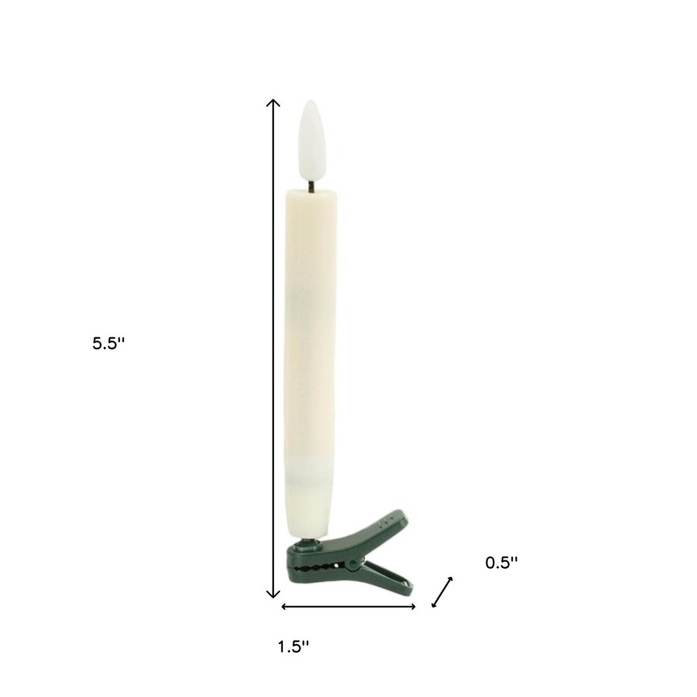 Set of Ten Beige Unscented Flameless Candle Taper Candles Cylinder Taper