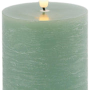 Set of Two Green Unscented Candle Flameless Pillar Candles