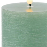 Set of Two Green Unscented Candle Flameless Pillar Candles
