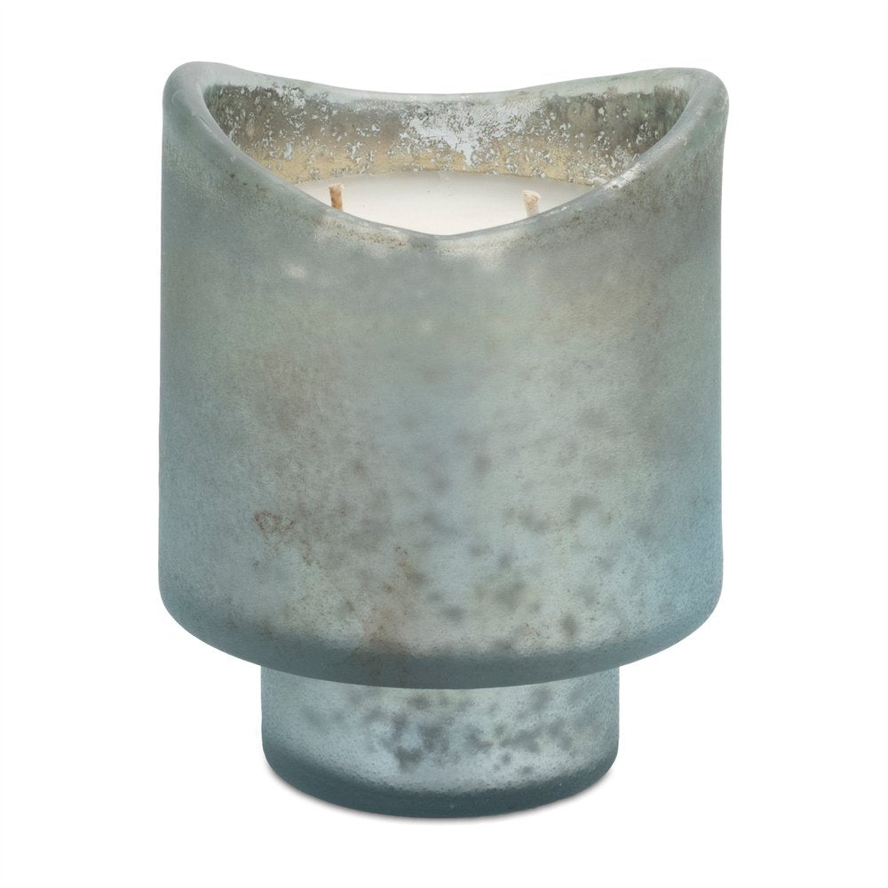 Set of Two White Currant Scented Two Wick Candles In Frosted Glass Holders