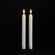Set of Two White Unscented Flameless Candle Taper Candles Cylinder Taper