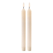 Set of Two Beige Flameless Taper Candles