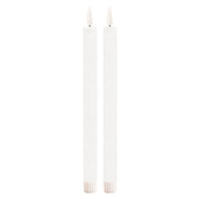 Set of Two White Unscented Flameless Candle Taper Candles