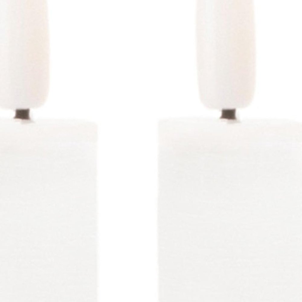 Set of Two White Unscented Flameless Candle Taper Candles Cylinder Taper