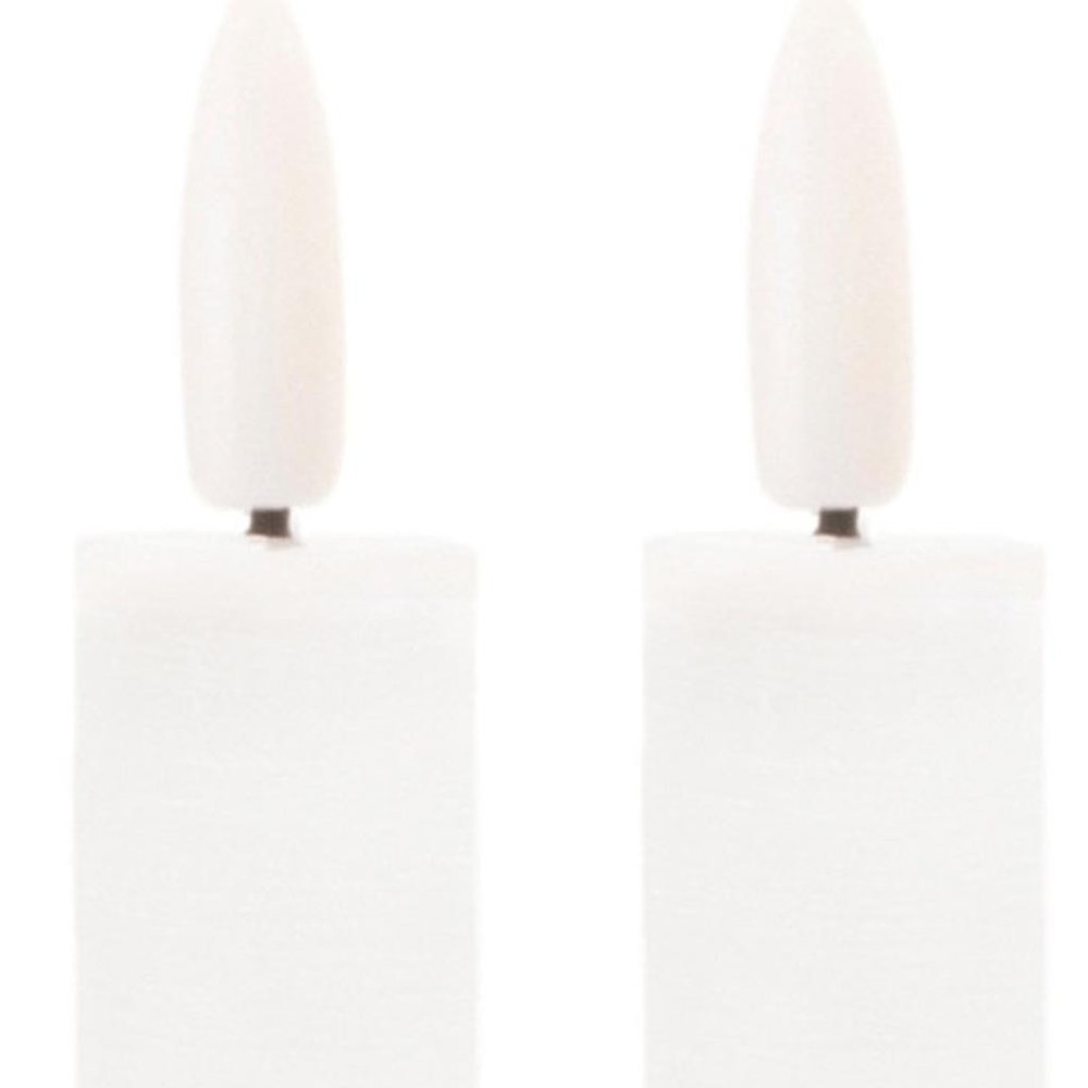 Set of Two White Unscented Flameless Candle Taper Candles Cylinder Taper
