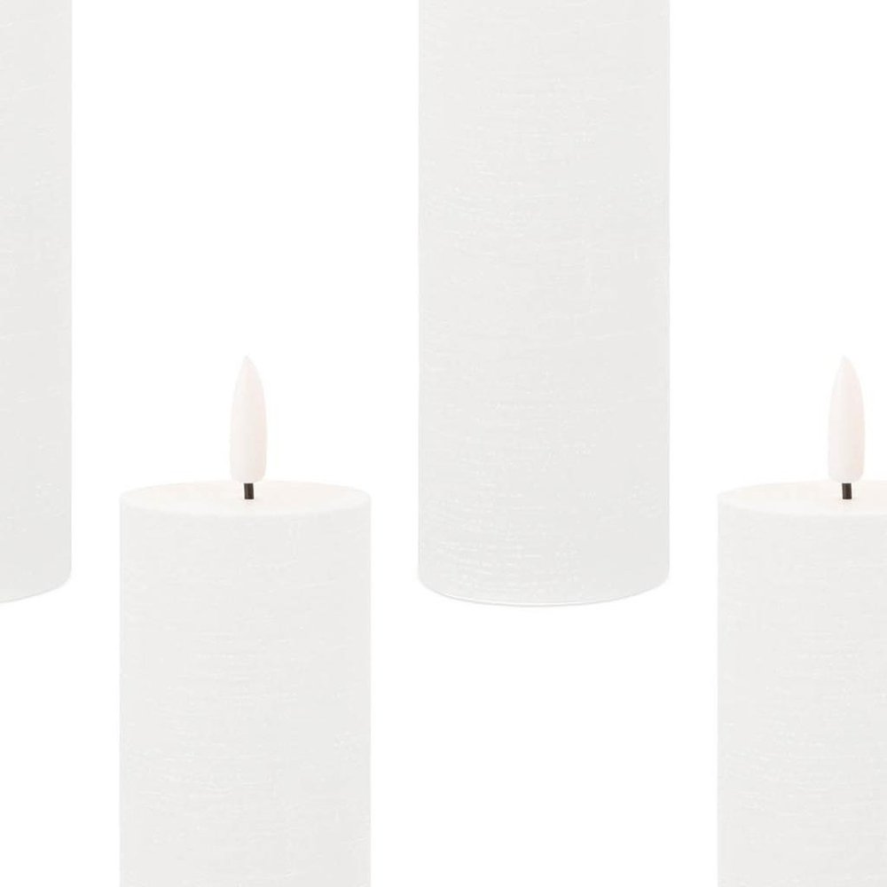 Set of Four White Unscented Candle Flameless Pillar Candles