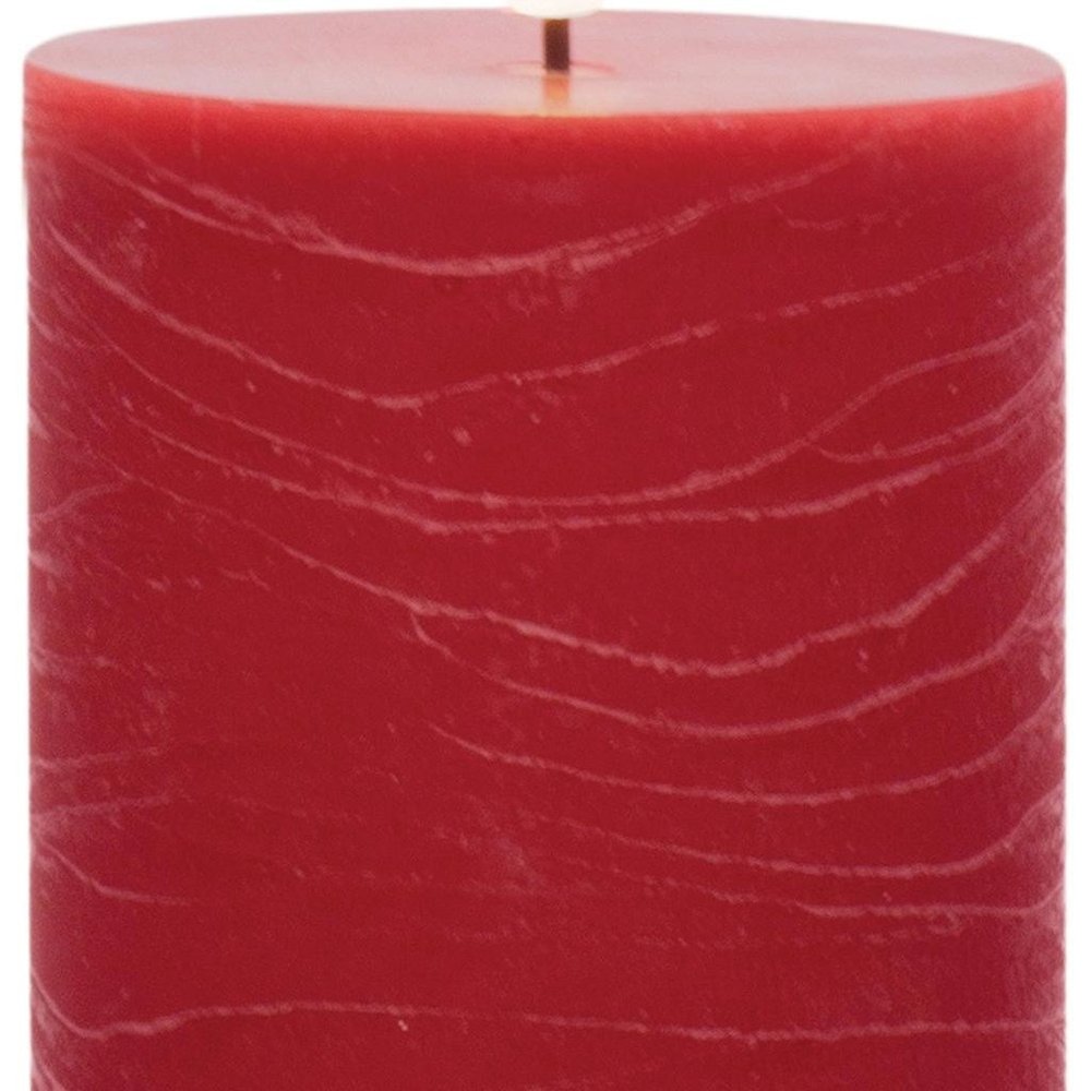 Set of Two Red Unscented Candle Flameless Pillar Candles