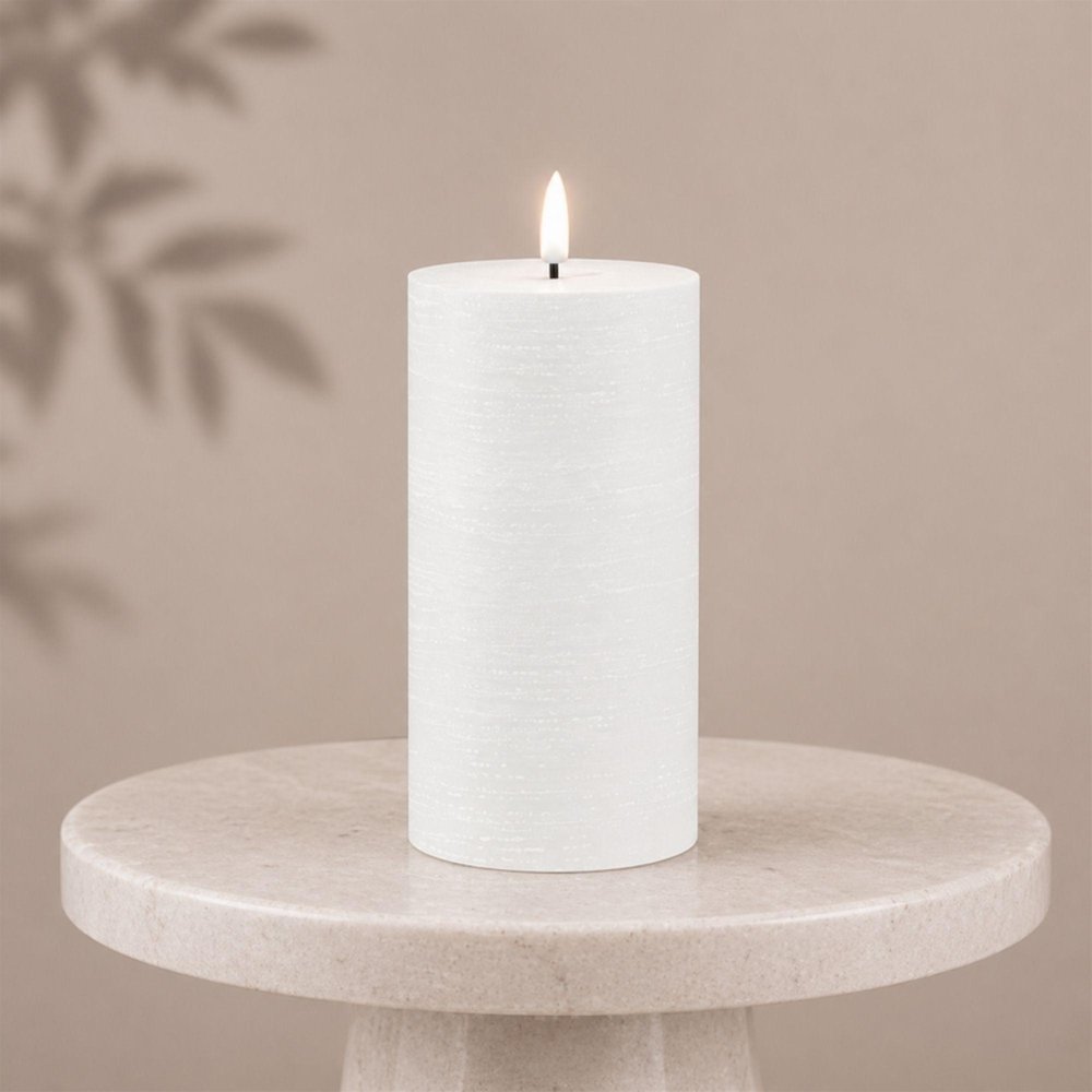 Set of Two White Unscented Candle Flameless Pillar Candles