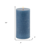 Set of Two Blue Unscented Flameless Candle Pillar Candles Cylinder Pillar