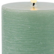 Set of Two Green Unscented Candle Flameless Pillar Candles