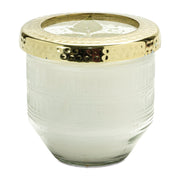 4" White Currant Scented Two Wick Candle In Clear And Gold Glass Holder