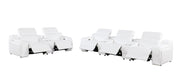 Two Piece White Leather Five Person Seating Set