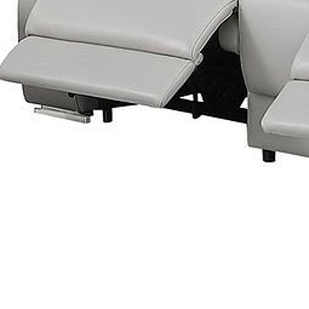 Two Piece Light Gray Leather Five Person Seating Set