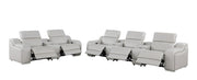 Two Piece Light Gray Leather Five Person Seating Set