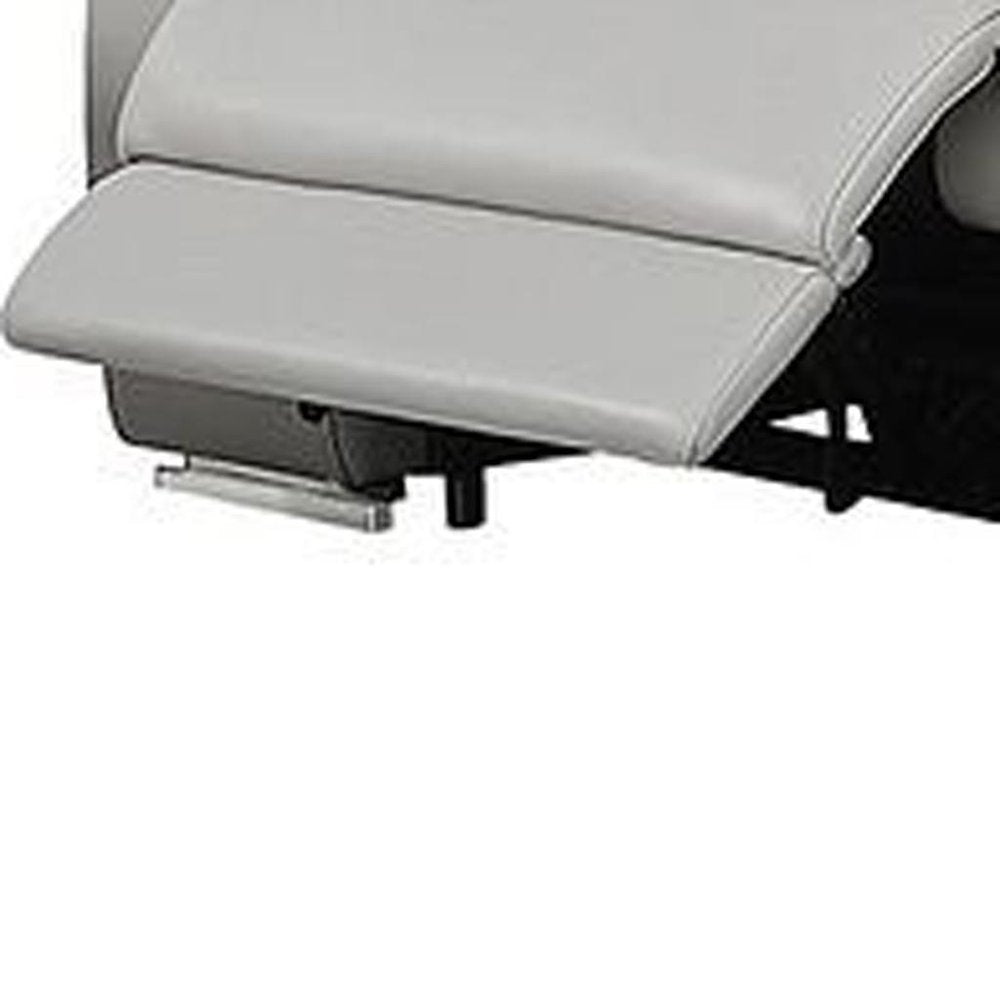 Two Piece Light Gray Leather Five Person Seating Set