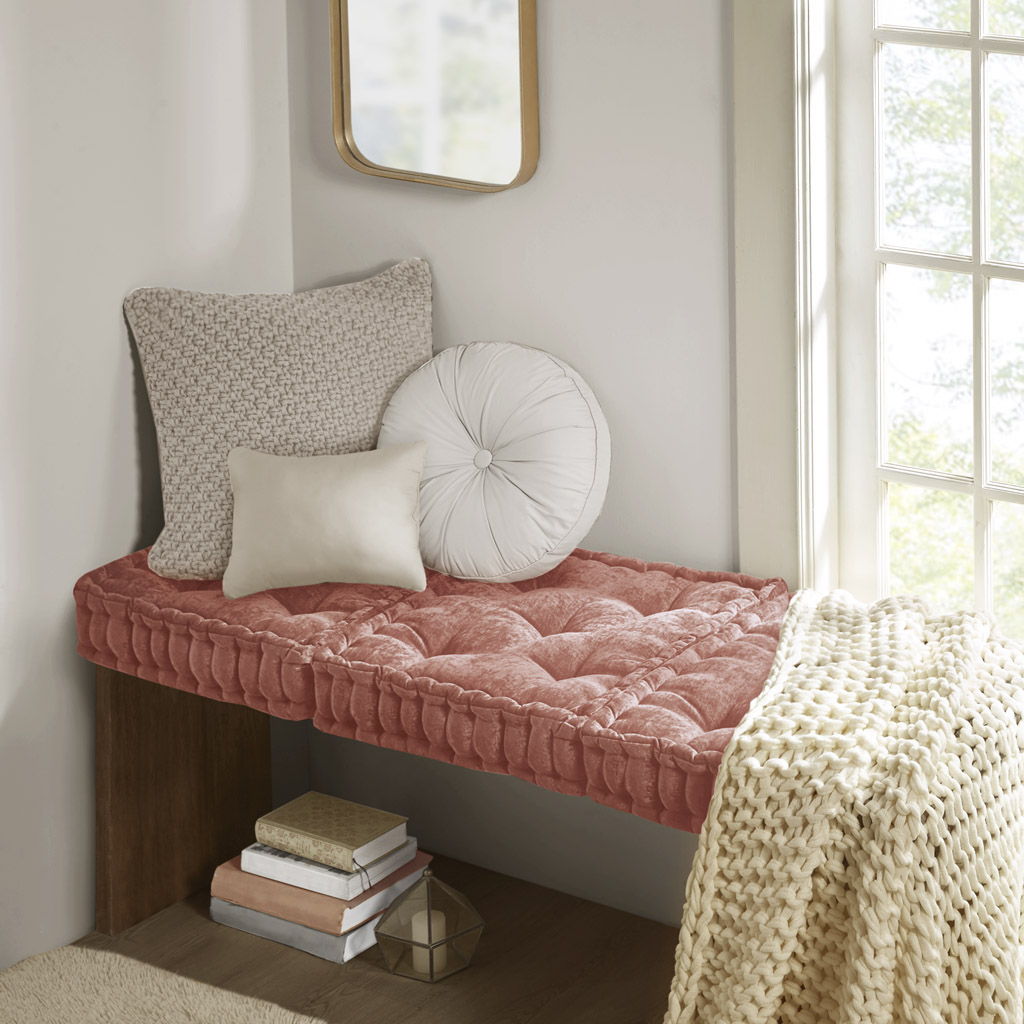 Azza - Poly Chenille Square Floor Pillow Cushion Compress Pack - Dusty Peach