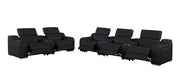 Two Piece Black Leather Five Person Seating Set