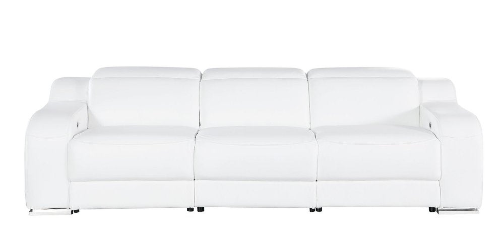 Two Piece White Leather Five Person Seating Set