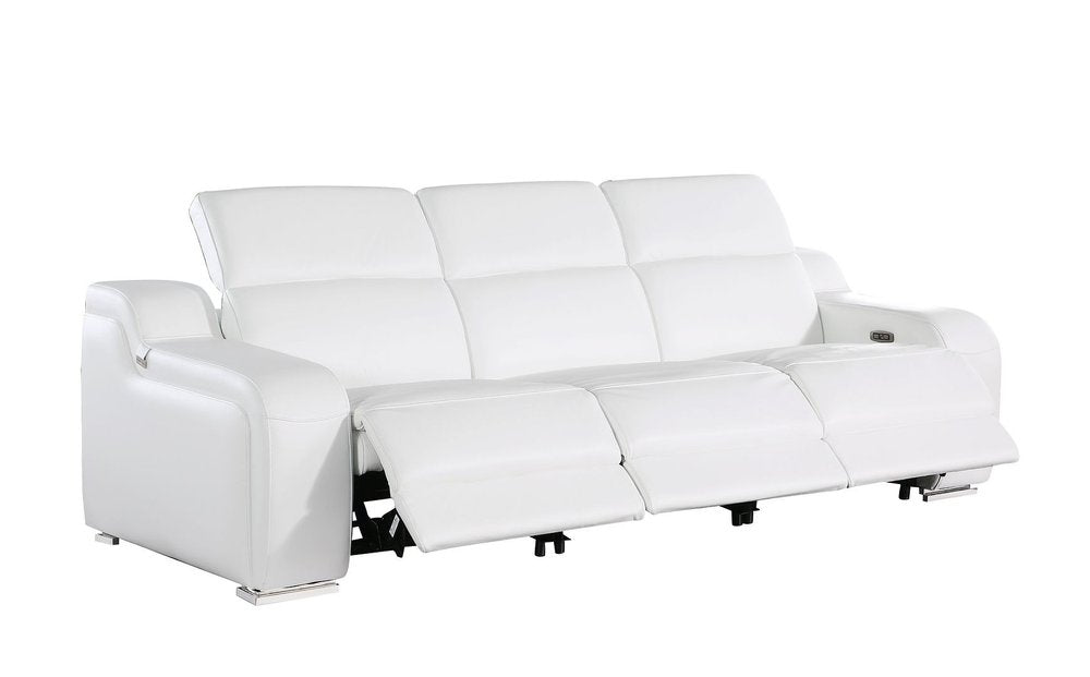 Two Piece White Leather Five Person Seating Set