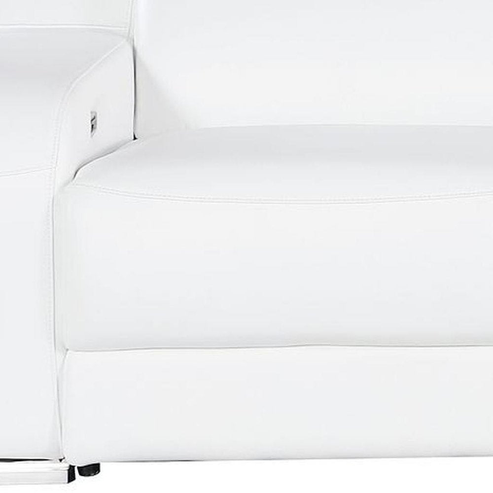 Two Piece White Leather Five Person Seating Set
