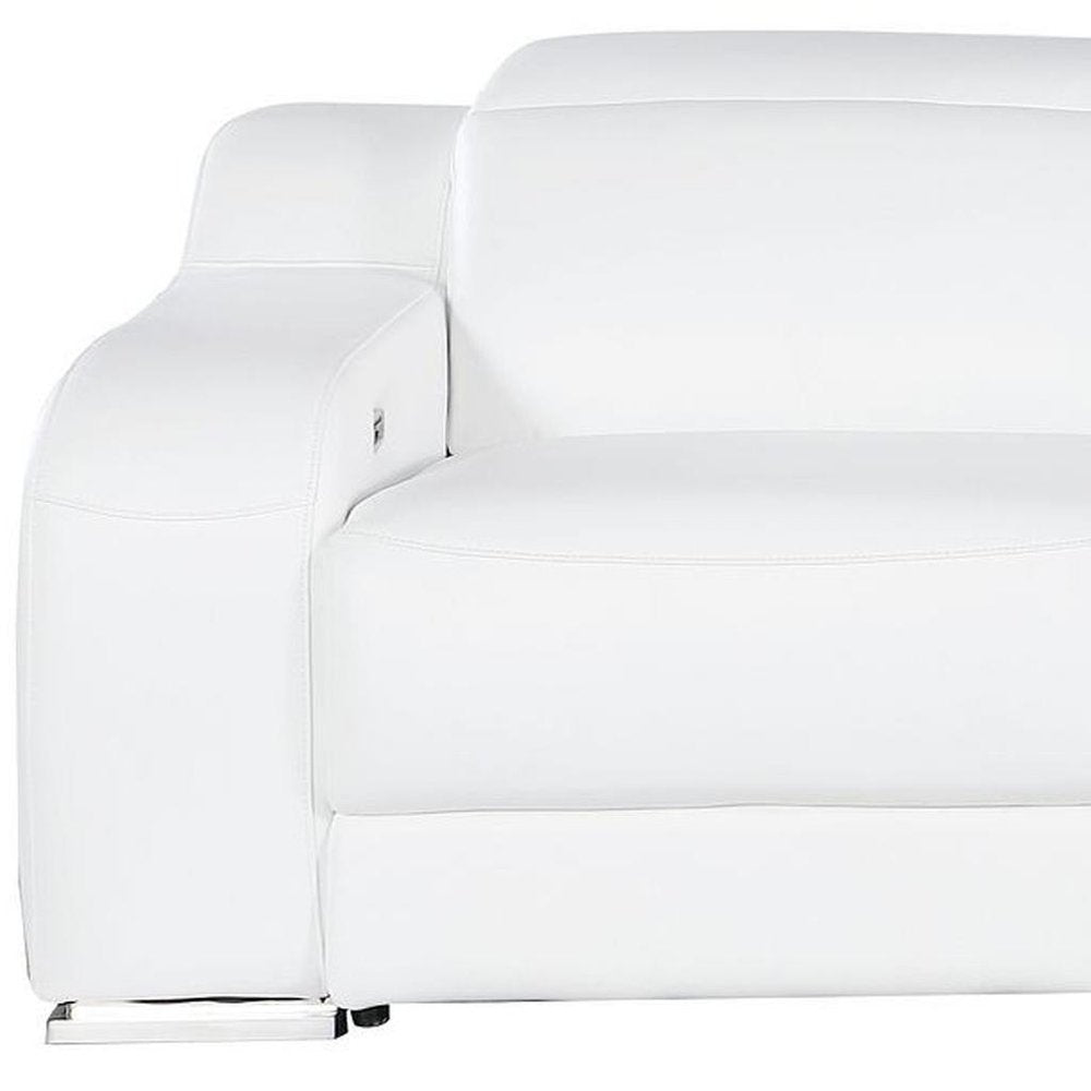 Two Piece White Leather Five Person Seating Set
