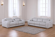 Two Piece Light Gray Leather Five Person Seating Set