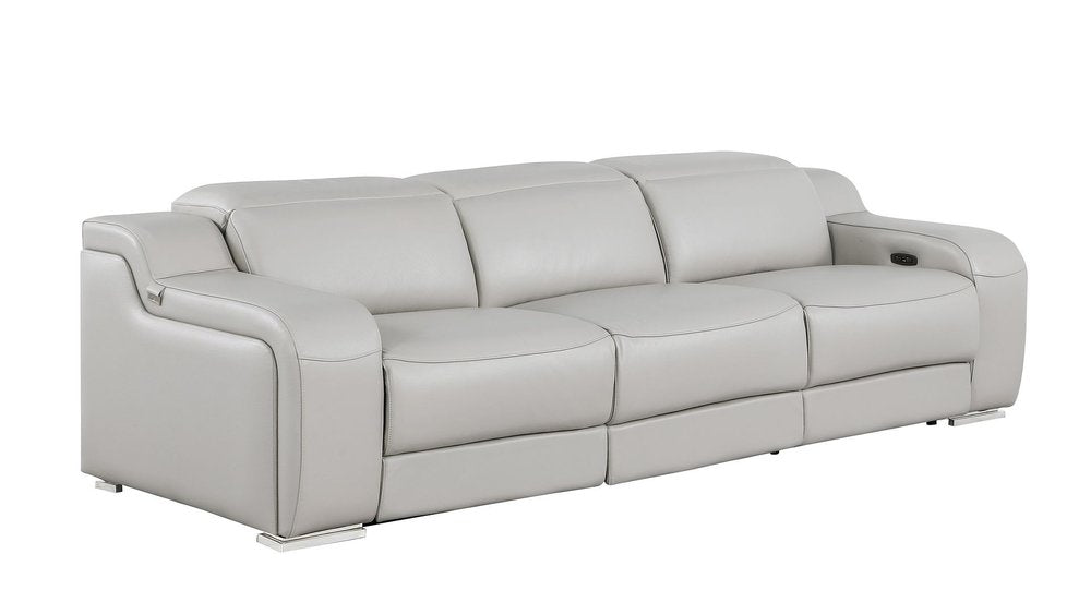 Two Piece Light Gray Leather Five Person Seating Set