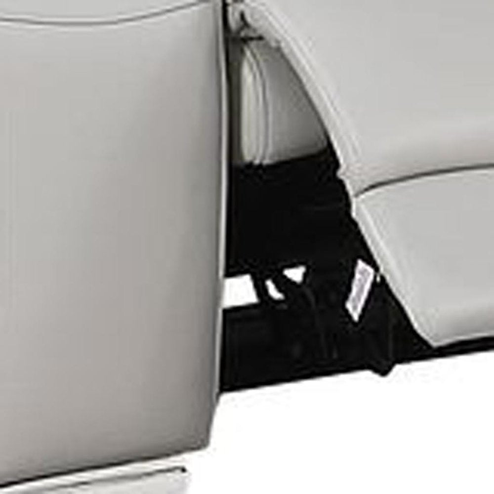 Two Piece Light Gray Leather Five Person Seating Set