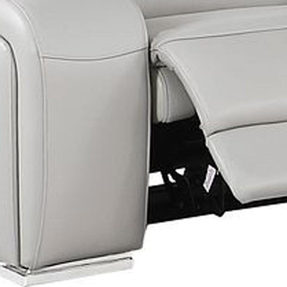 Two Piece Light Gray Leather Five Person Seating Set