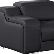 Two Piece Black Leather Five Person Seating Set