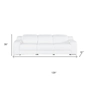 Three Piece White Leather Six Person Seating Set