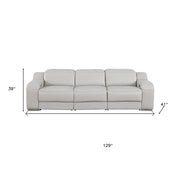 Three Piece Light Gray Leather Six Person Seating Set