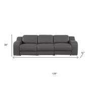 Three Piece Dark Gray Leather Six Person Seating Set