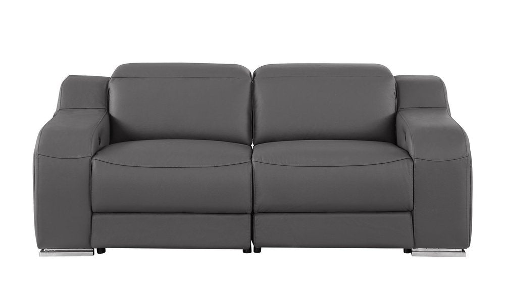 Three Piece Dark Gray Leather Six Person Seating Set