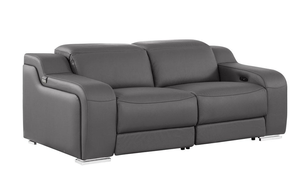 Three Piece Dark Gray Leather Six Person Seating Set