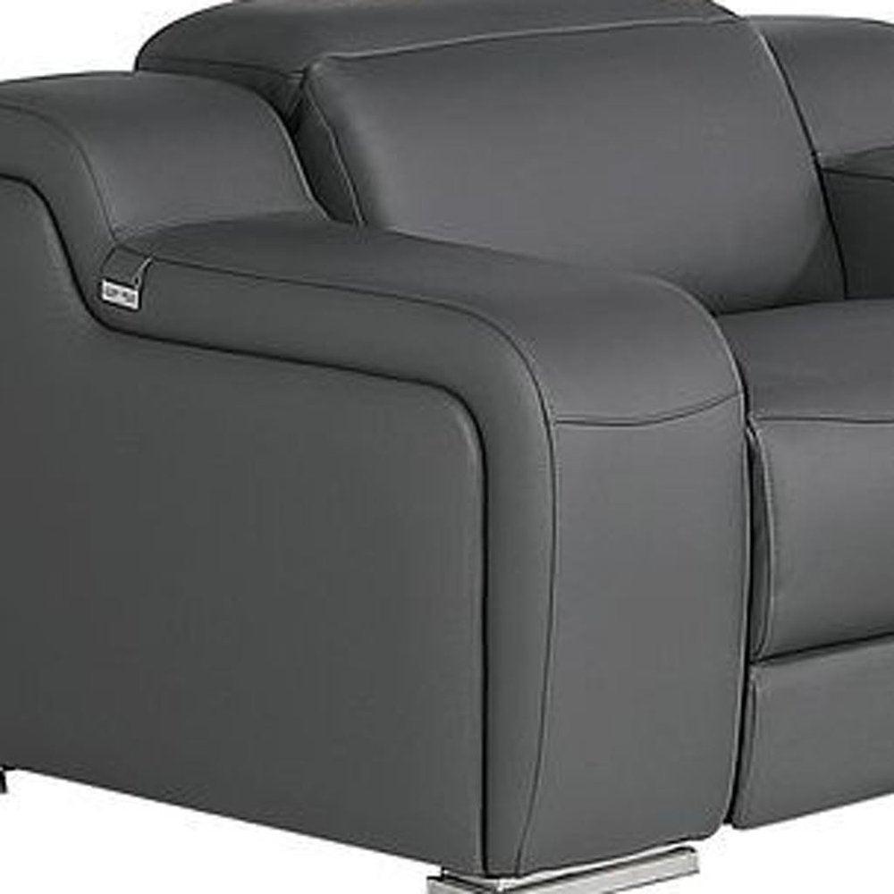 Three Piece Dark Gray Leather Six Person Seating Set