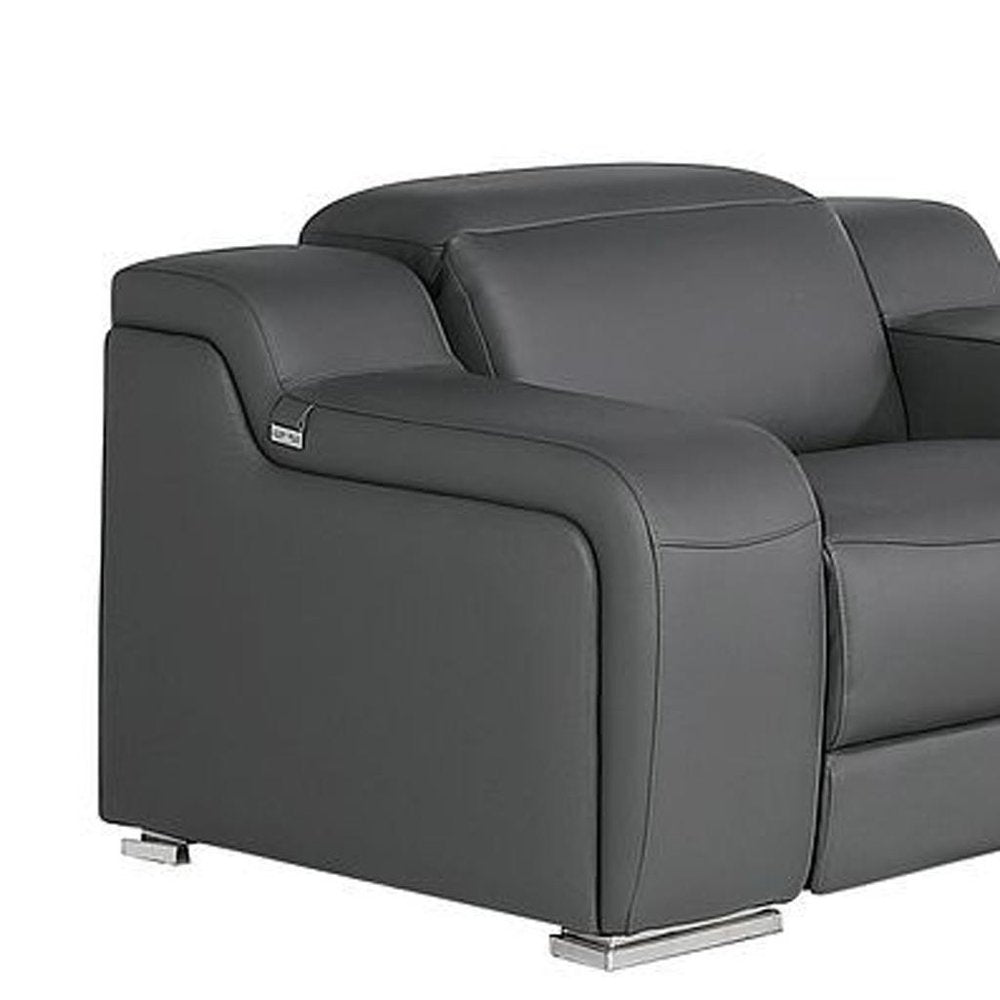 Three Piece Dark Gray Leather Six Person Seating Set