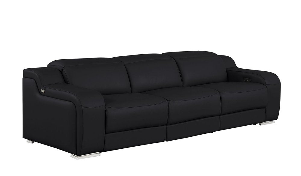 Three Piece Black Leather Six Person Seating Set